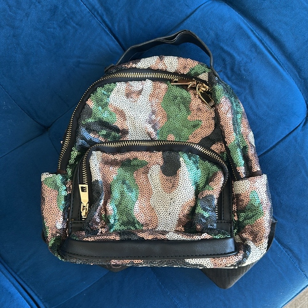 glitter camo mini festival backpack